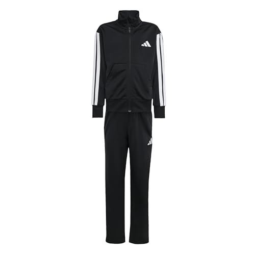 adidas Unisex Kinder ESSENTIALS CLIMACOOL TRACKSUIT, black/white, 11-12 Years