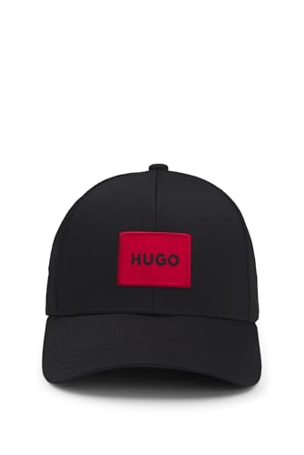 HUGO Herren Men-X 581-RL Cap aus Baumwoll-Twill mit rotem Logo-Label Schwarz Stck
