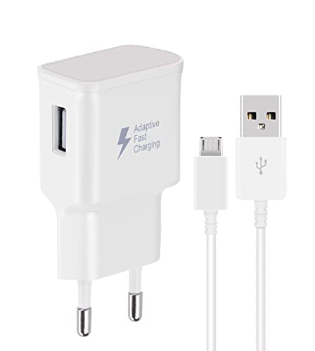 DBZYLN Ladegerät Galaxy S7 Schnellladegerät für Samsung Galaxy S7 Edge S6 Edge S4 S3 A6 J7 J6 J5 J3 Note5/4/2 Tab S Tab S2, AFC USB Charger mit Micro USB 2.0 Ladekabel Schnellladekabel 1.5m (weiß)