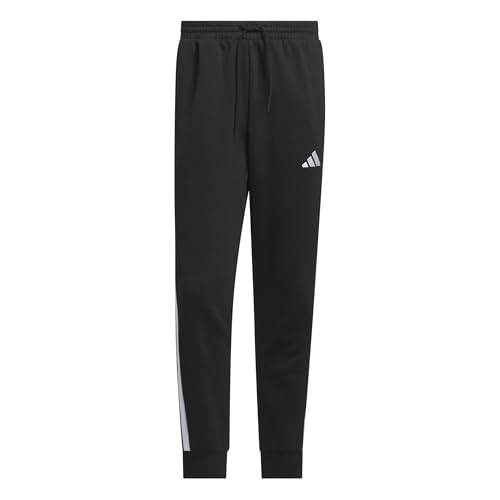 adidas Men's Essential Three Stripes Fleece Pant, Black/White, M