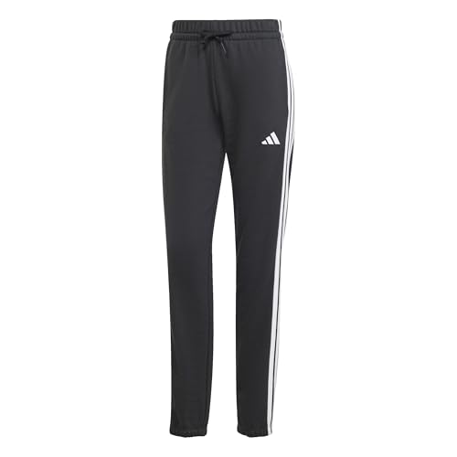 adidas Women's Essentials 3-Stripes French Terry Cuffed Pants, Black/White, M