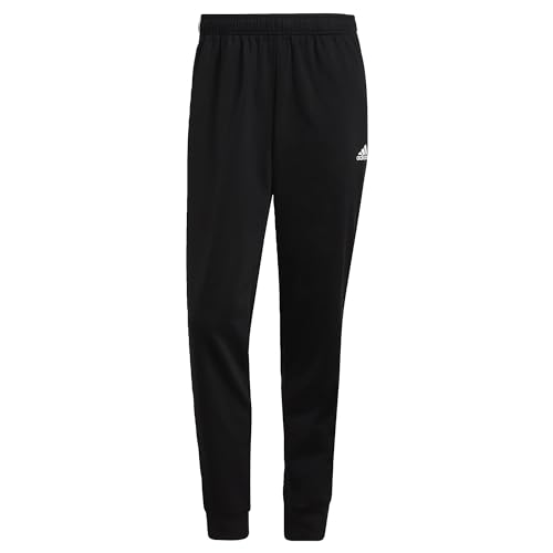 adidas Herren Essentials Warm-Up Tapered 3-Stripes Track Pants, Black / White, M
