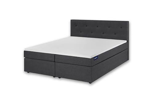 Traumnacht Boxspringbett, mit 7-Zonen Tonnentaschenfederkernmatratzen (H3) und Komfortschaumtopper, leichter Aufbau, produziert nach deutschem Qualitätsstandard, 180 x 200 cm in grau