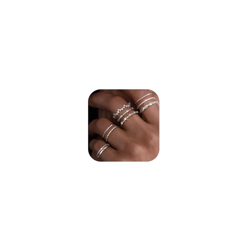 LOLIAS Ring Silber 925 Damen Edelstahl Ring Verstellbar Statement Silber Ringe Damen Wasserfest Damenring Daumenringe Fingerring Stapelringe Verlobungsring Promise Silberringe Set Damen Schmuck
