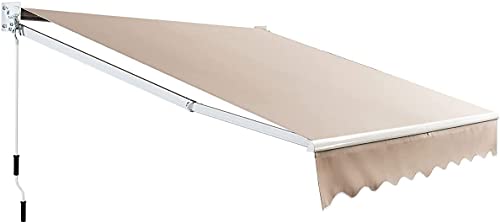 RELAX4LIFE Einziehbare Markise, Gelenkarmmarkise Sonnen- & Wasserschutz, Sonnenmarkise mit Handkurbel, Balkonmarkise Winkel einstellbar (40-100°), Balkon Veranda Outdoor Terrasse (3 x 2,5 m, Khaki)
