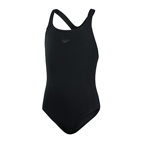 Speedo Mädchen ECO Endurance+ Medalist Badeanzug | Chlorbeständig | Recyclingmaterial | Bequeme Passform | Schwimmunterricht | Badeurlaub Badeanzug, Schwarz, 11-12