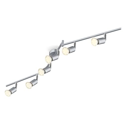 B.K.Licht - LED Deckenlampe schwenkbar, warmweiße Lichtfarbe, GU10 Fassung, LED Deckenleuchte, Lampe, Wohnzimmerlampe, Schlafzimmerlampe, Küchenlampe, Deckenstrahler, 120,4x12 cm, Titanfarbig