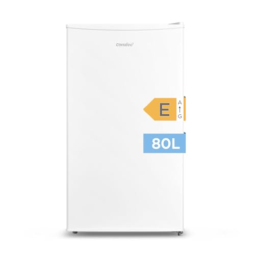 Comfee RCD80WH2(E) Kühlschrank mit Gefrierfach/ 80L Tischkühlschrank/mit 12 L Gefrierfach/ -18 °C bis -8 °C/ 4-Sterne-Gefrierschrank-Bewertung/ 137 kWh/Jahr/Einstellbare Temperaturregelung/Weiß