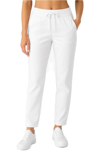 MEDIFASHION 24 Damen Stretchhose – Bequeme Berufshose mit Kordelzug | Ideal für Pflege, Praxis & Klinik (DE/NL/SE/PL, Numerisch, 42, 44, Regular, Regular, weiß)