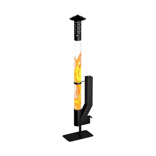 Feuerrohr – Edelstahl Outdoor Feuersäule und Pelletfackel Terrassenheizer mit Stabiler Basis - Elegante Gartenkamin Alternative für Terrasse und Garten