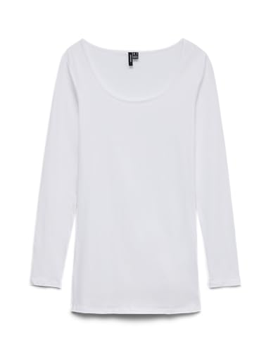 VERO MODA Damen Vmmaxi My Soft Long U-neck Noos' Langarmshirt, WeiÃƒŸ (Bright White), M EU