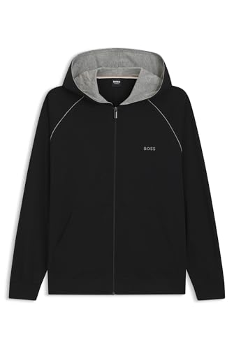BOSS Herren Mix&Match Jacket H Hoodie aus Stretch-Baumwolle mit Reißverschluss und Logo-Stickerei Schwarz001 L