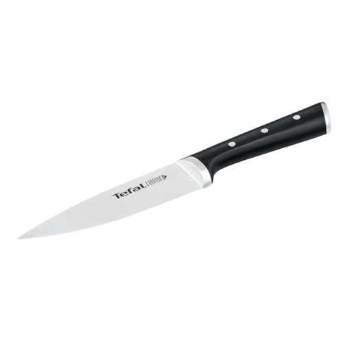 Tefal Ice Force Kochmesser 15 cm, Fleisch- oder Gemüsemesser, deutscher Edelstahl, ergonomischer Griff, spülmaschinenfest, Edelstahl/Schwarz, K23203