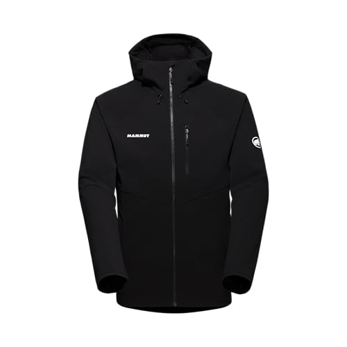 Mammut Ultimate Comfort SO Hooded Jacket Men | Softshelljacke für Herren, Outdoor Jacke, Wanderjacke, Funktionsjacke, Softshell, Allwetterjacke, Multifunktionsjacke mit Kapuze | Schwarz, XL