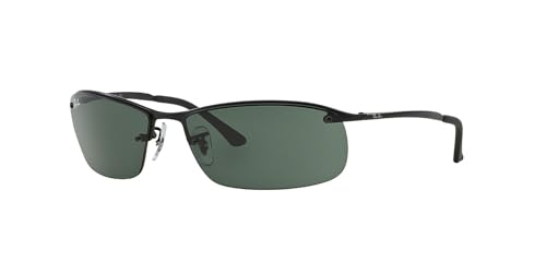 Ray-Ban Damen Top Bar Sonnenbrille, Schwarz (Gestell: Schwarz, Gläserfarbe: Grün Klassisch 006/71), Large (Herstellergröße: 63) EU