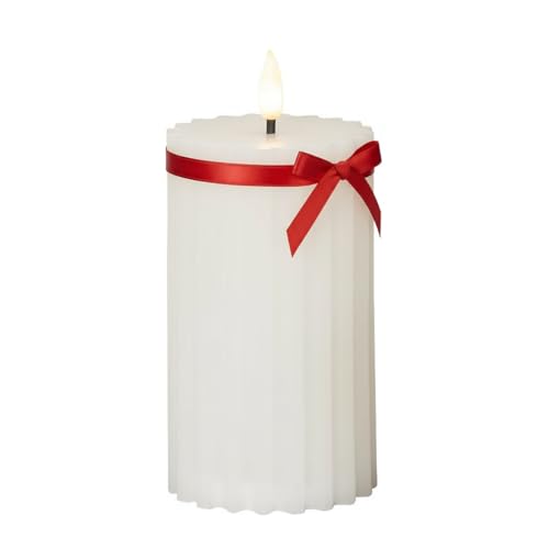 Star LED-Stumpenkerze – Realistische Wachskerze mit flackernder Flamme, 15x7,5 cm, Timerfunktion, batteriebetrieben – Warmweißes Licht für stimmungsvolle Dekoration im Innenbereich