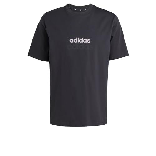 adidas Herren Essentials LINEAR Single Jersey Tee, Black/White, L
