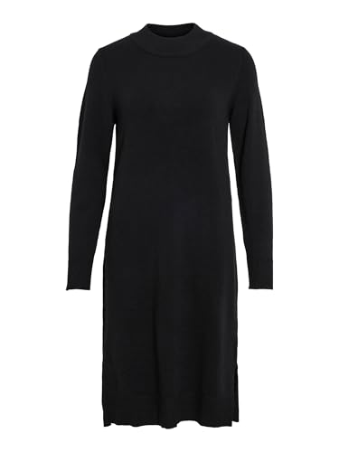 Vila Damen Viril Crew Neck L/S Midi Dress - Noos Kleid, Schwarz, L EU