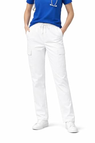 MEDIFASHION 24 - Damen Cargohose Weiss – Professionelle Arbeitshose für Pflege, Medizin & Labor. Größen 34–54 (DE/NL/SE/PL, Numerisch, 40, 42, Regular, Regular, Weiss)