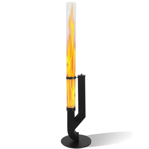 Jaxguom Pelletfackel, Edelstahl Feuerrohr Pelletfackel,mit 100x8cm Glasröhre,Dekoratives Ambiente Feuersäule Outdoor,Feuerrohr für Garten und Terrasse,Hochwertiges Pelletfackel,Kein Schweißen