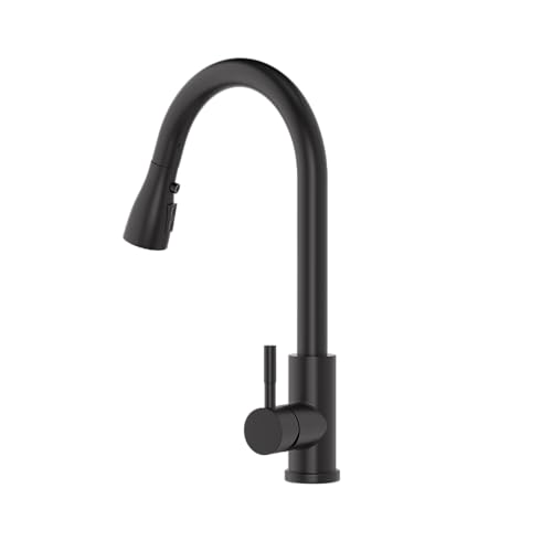 Wasserhahn Küche Schwarz, SEMANEY Hochdruck Küchenarmatur Ausziehbar, 3 Funktionen Einhebel Spültischarmatur Küche, 360° Schwenkbar Armatur Mischbatterie Küche, Edelstahl