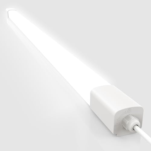 Amdelne 60cm Feuchtraumleuchte Led mit 18W 1800LM werkstattlampe led, Wasserfest Wasserdicht IP65 Verknüpfbar Deckenleuchte Feuchtraum, für Büro keller Garage Warenhaus, Neutralweiß 4000K