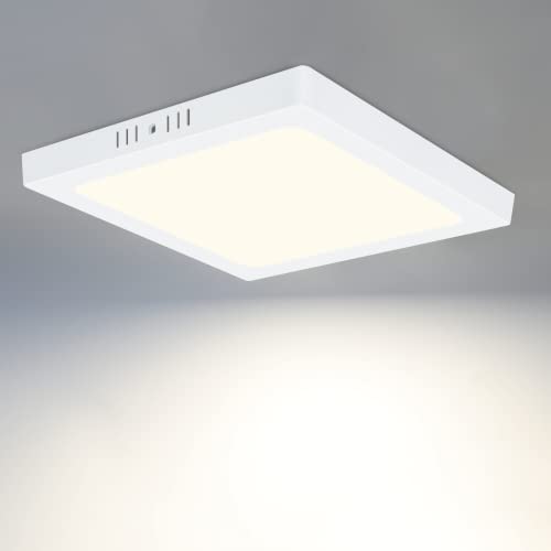 Glitzerlife LED Deckenleuchte Flach Deckenlampe - Modern LED Lampe Weiß Eckig Lampe Neutralweiß 4000K, 18W IP44 Wasserfest für Küche Büro Wohnzimmer Badezimmer Flur Ø22.5CM