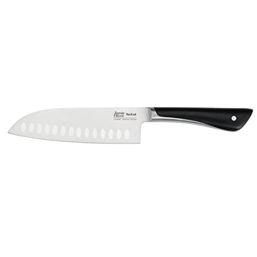Tefal Jamie Oliver Santokumesser 16,5 cm, hohe Schneideleistung, unverwechselbares Design, widerstandsfähige und langlebige Klingen, Edelstahl, schwarz, K2671556