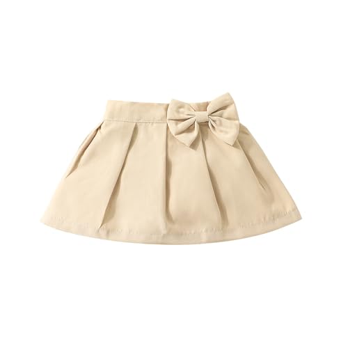 2026 - Sommer Bogen Falten Rock Mode Alle Passenden Baby Mädchen Baby Kinder Heraus Tragen Mädchen Geschenk Baby Mädchen Shorts Outfit (Khaki, 9-12 Months)