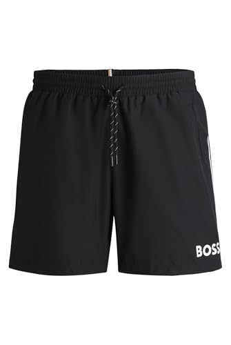BOSS Herren Starfish Schnell trocknende Badeshorts mit Logo-Print Schwarz001 S