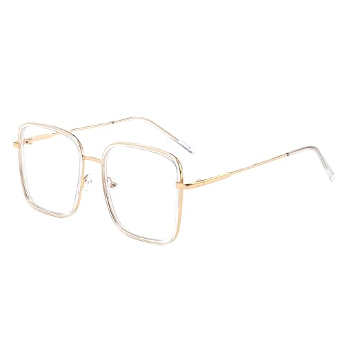 EYEGLSMST Übergroße Quadratische Lesebrille 1,5 für Damen, Großer Modische Blaulichtfilter Leser Brille, Gross Stilvoll Computerleser Gegen Augenermüdung