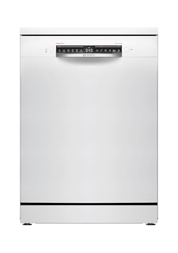 Bosch SMS4EVW08E, Serie 4, Smarter Geschirrspüler Freistehend 60 cm, Besteckschublade, Rackmatic, automatische Türöffnung, Intensive Reinigung, Automatikprogramme, Programmassistent, AquaStop, Weiß