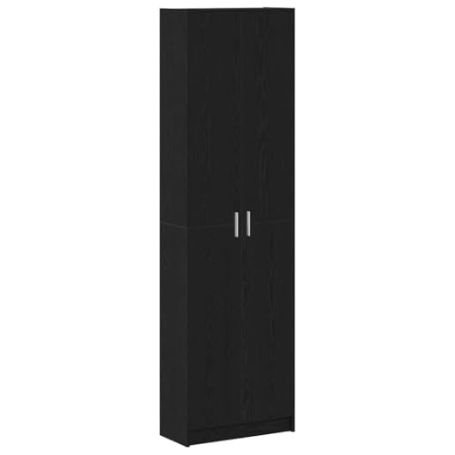 vidaXL Kleiderschrank mit Regal Schwarz Eichen-Optik 55 x 25 x 189 cm, Moderner Kleiderschrank, rechteckige Einheit, viel Platz für Kleidung, stylischer Organizer