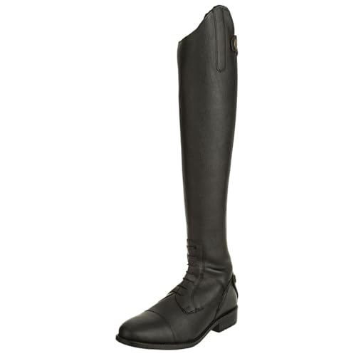 RL24 - Winter Reitstiefel für Damen Calgary – warme Damenstiefel zum Reiten – Stiefel aus Kunstleder mit Teddyfell & Reißverschluss – Winterstiefel in schwarz – Gr. 42 lang/extra weit