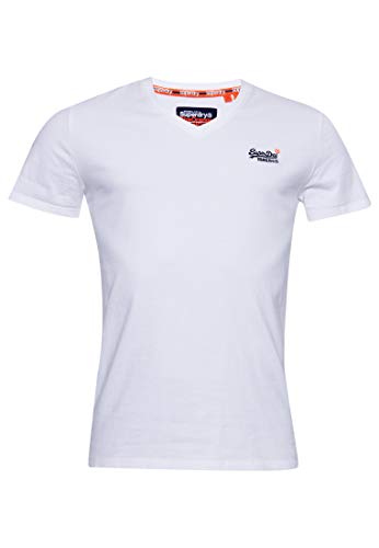 Superdry Herren ORANGE LABEL VNTGE EMB VEE TEE T-Shirt, Weiß (Optic White 26C), Large