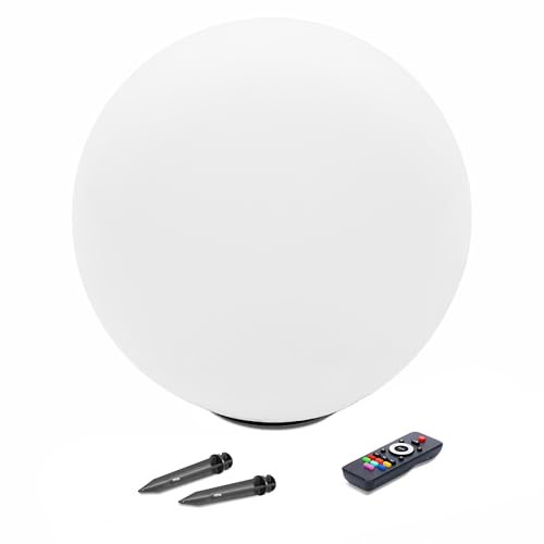 Esotec Solar Leuchtkugel Liana 50 CCT, multicolor, Fernbedienung, 2x Erdspieße, Li-Ion Akku, RGB LED Gartenkugel, Solarkugel, IP44, wetterfest, winterfest, außen, D=50cm, 102642