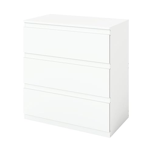Liink1Ga Komodenschrank für Schlafzimmer 70 cm Breit Kommode Weiß mit 3 Schubladen/Nachtkasten Schubladenkommode Kommode&Sideboard Komoda Weiss für Büro Wohnzimmer Schlafzimmer Flur Möbel/70x40x75CM