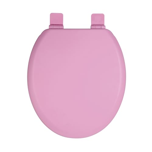 WC-Sitz Holzkern, Ｍatt – Soft-Touch & ultraglatt (ohne Orangenhaut), Absenkautomatik & Schnellverschluss (Easy-Clean) – O-Form, Lochabstand 155 mm – PIKLiDS (Pink matt)