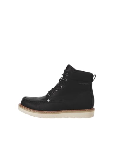 JACK & JONES Herren JFWARCHWAY PU MOC Boot Schnürstiefelette, Anthracite, 44 EU