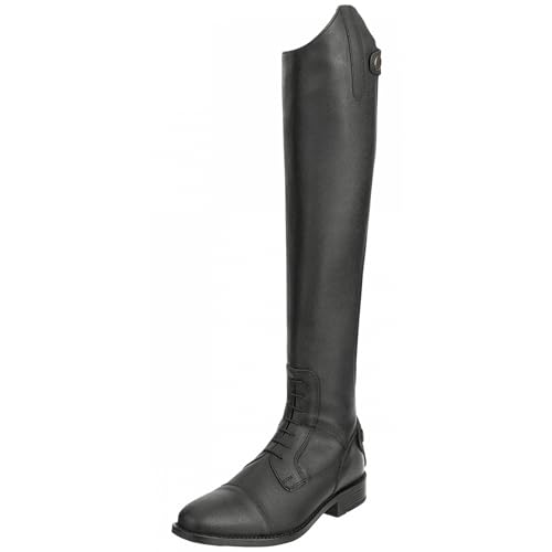 RL24 - Damen Reitstiefel Ravenna – Damen-Stiefel aus Kunstleder – Schnürstiefel mit Reißverschluss in schwarz – Reiterstiefel mit extra weichem Innenfutter – Größe 40 standard