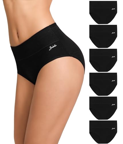 Bobelle 6er Pack Unterhosen Damen Baumwolle Unterwäsche Frauen Hohe Taille Atmungsaktiv Slips Panties(S-3XL)