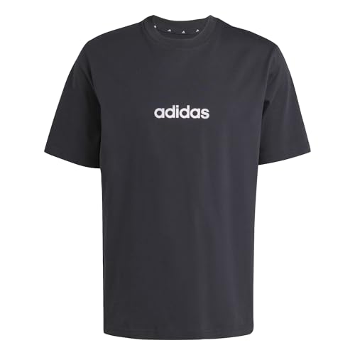 adidas Herren Essentials LINEAR Single Jersey Tee, Black/White, S