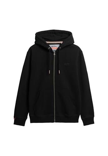 Superdry Herren Essential Logo Zip-Hoodie mit angerauter Innenseite Schwarz L