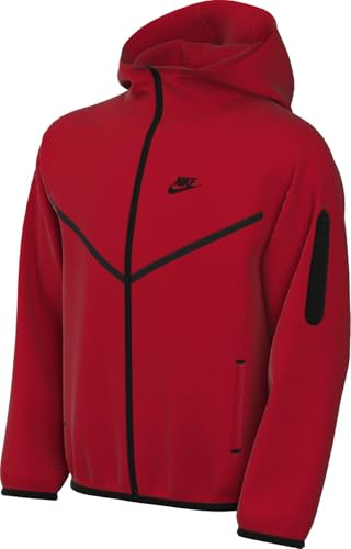 NIKE Unisex Kinder Sportswear Tech Fleece Für Ältere Kapuzenjacke, University Red/Schwarz/Schwarz, 12-13 Jahre EU