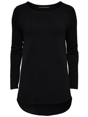 ONLY Damen Langer Feinstrick Pullover | Langarm Rundhals Knit Sweater | Stretch Jumper Locker ONLMILA, Farben:Schwarz, Größe:L