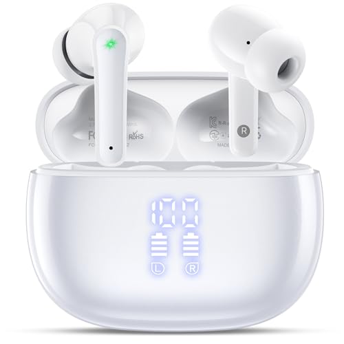 ZIUTY Bluetooth Kopfhörer Kabellos, In Ear Kopfhörer Bluetooth 5.4 mit 50 Std Spielzeit, HiFi Stereo, Noise Cancelling Mics, LED Anzeige, IPX7 Wasserdicht Ohrhörer, USB-C, für Sport Alltag