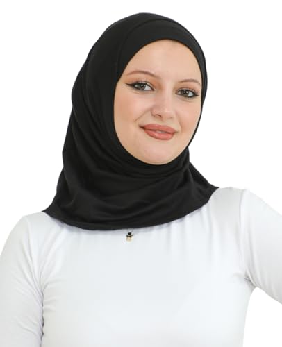 Prien Sport Kopftuch Für Damen, Muslimische Hijab Kleider, Weicher Schal Für Frauen, Muslim Kleid Set, Abaya Gebetskleidung, Islamische Kopftücher Kleidung Für Ramadan (Schwarz)
