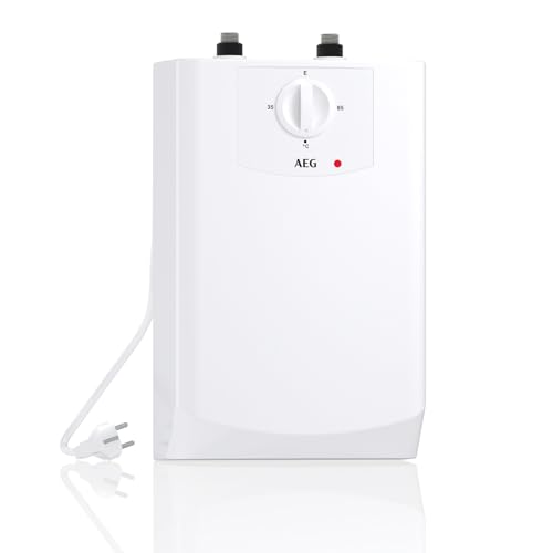 AEG Boiler BOI 5 U, Untertischboiler 5 Liter Niederdruck mit Stecker 230V für Küchenspüle + Wachbecken, 2 kW, Made in Germany, 204616