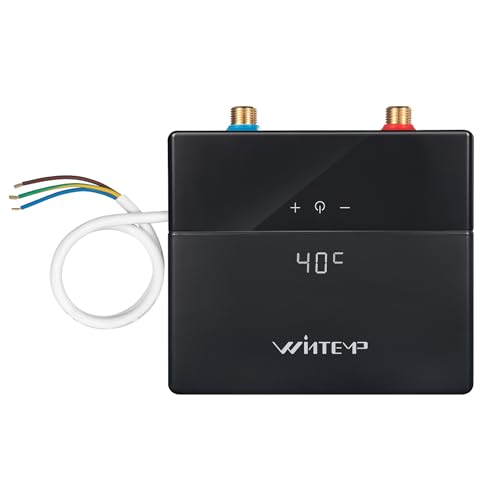 Durchlauferhitzer 230v, WINTEMP 5.5 kW Black, Durchlauferhitzer Küche, LED-Temperaturanzeige - Sofort heißes Wasser, Ohne Stecker