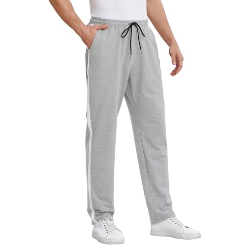FGFD&OU Jogginghose Herren Lang Baumwolle, Sporthose Herren, Freizeithose Trainingshose Männer, Sport Hosen Sweatpants Joggers, Laufhose Yogahose Sweathose Fitness (Hellgrau, L)